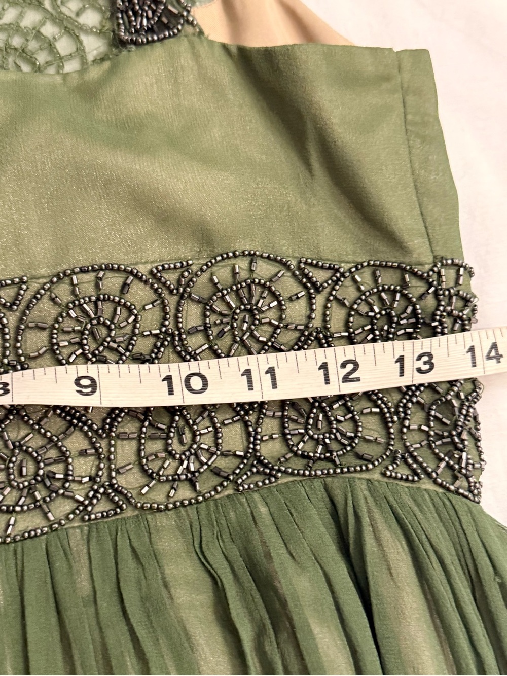 Adrianna Papell Olive Green Embellished Dress NWOT Sz 4 - Picture 11 of 12